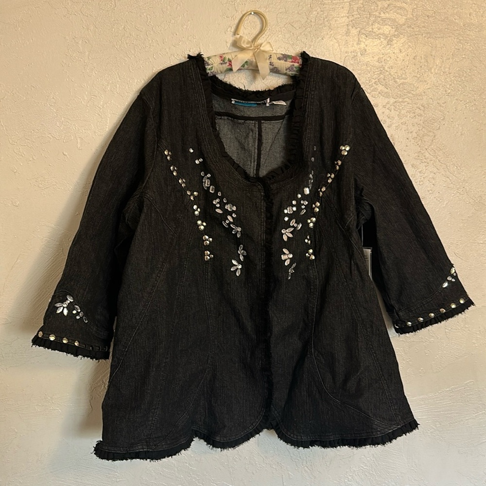 Plus Size Denim 24/7 Embellished Jacket
